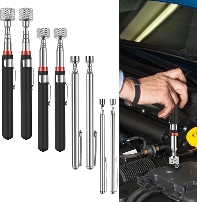 8Pcs Telescoping Magnetic Pickup Tool 1.5LB 3LB 10LB 15LB Extendable Magnet Stick Set Grabber Tools Stainless Steel Portable Bolt Screws Reacher Magnetic Nail Picker for Men Husband Birthday Christmas