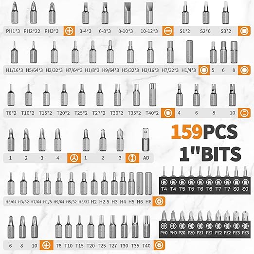 ENERTWIST 228 Pcs Screwdriver Bit Set, CR-V 1/4" Hex Shank Includes Rare Security Bits, Nut Drivers, and Magnetic Bit Holder, Ultimate Driver Set with Sturdy Tool Box