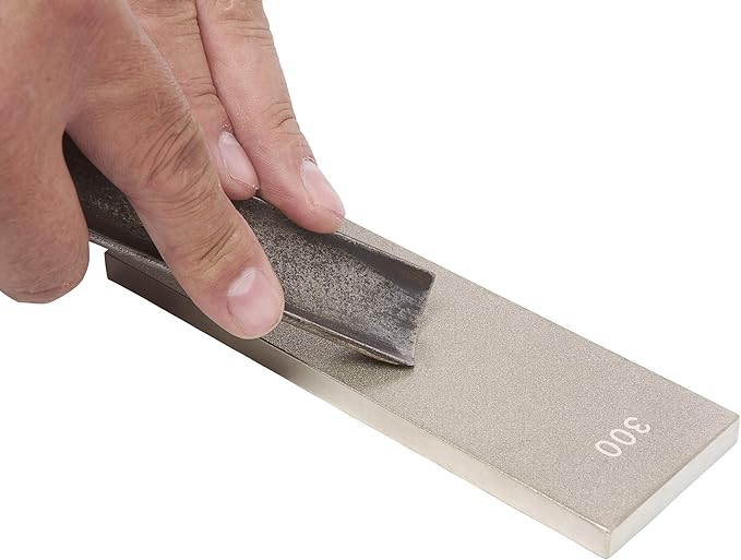 Trend Diamond Sharpening Bench Stone, 6 x 2 Inch, Double Sided (300/1000 Grit) Bench Stone with Cleaning Block & Non-Slip Mat, DWS/W6/FC