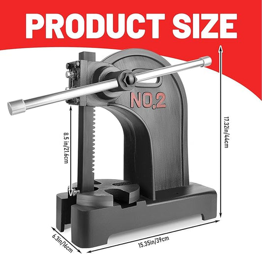 2 Ton Manual Arbor Press, 8.5 Inch Max Height Arbor presses, Cast iron material, Manual Press is Suitable for Punching, Bending, Stretching and Forming Tasks in Workshops and Garages(Black)
