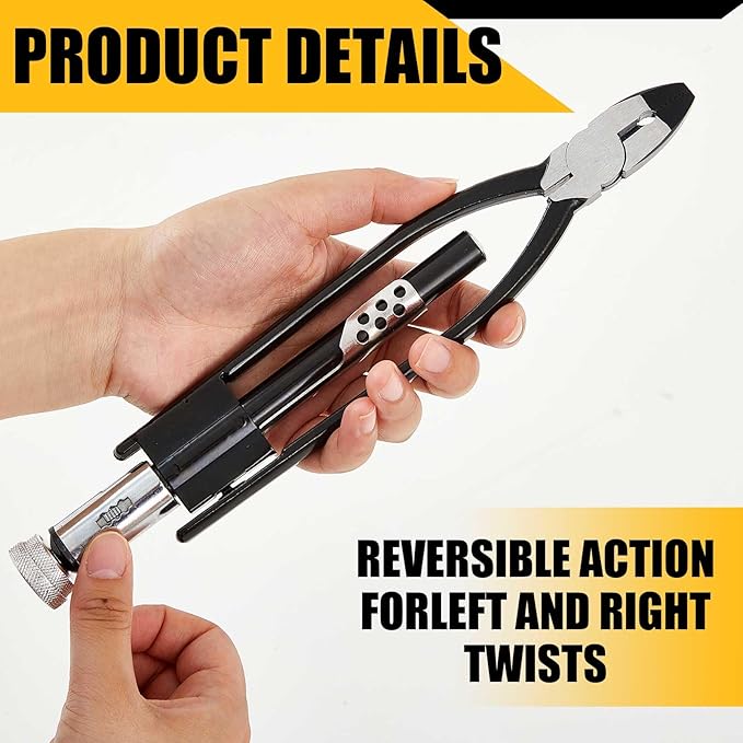 6 Inch Reversible Safety Wire Twister Pliers Left and Right Twists Aircraft Wire Twisting Tool Automatic Metal Lock Twister for Aircraft Auto Industry