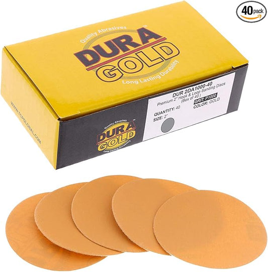 Dura-Gold Premium 2" Gold Hook & Loop Sanding Discs - 100 Grit (Box of 30) - High-Performance Extra Coarse Cut Abrasive Sandpaper Discs - for DA Sanders Drill, Sand Automotive Paint, Woodworking Wood