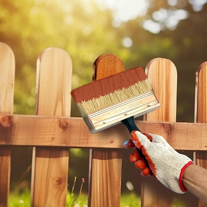 7 Inch Paint Brush, Quick Deck Brush with Threaded Handle for Extension Use, Paint Brushes for Walls, Stain Brushes for Wood, Fence and Furniture