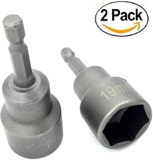 2pc Leveling Scissor rv-Jacks Socket Drill Adapter With 1/4 Quick Connect Hex Shank Tools, Works With All 3/4 or 19mm Hex Drive Jacks,Power Nut Driver Bit Set