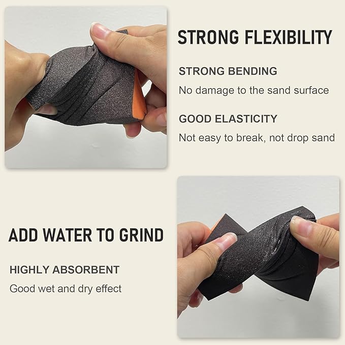 Sanding Sponge, 60-320 Grit Assortment Sanding Block, Wet and Dry Dual-use Sander Sponges for Drywall Metal, Sandpaper Sponge for Wood, Washable and Reusable, 20 Pack