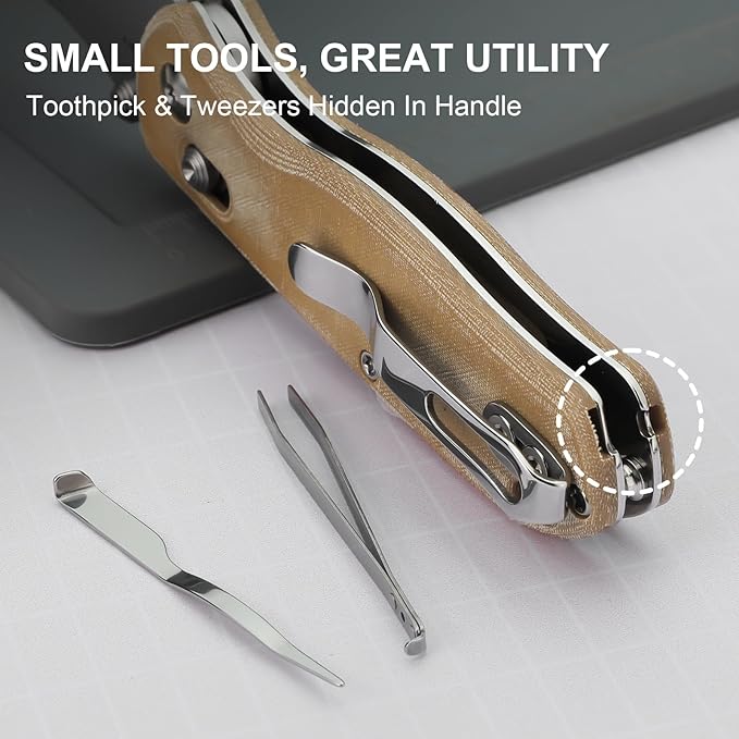 Kizer Uti Bear(Tool-Free Version) Folding Utility Knife, Quick Change Box Cutter EDC knife with 5PCS Razor Blades, Clutch Lock & Pocket Clip Small Pocket Knives for Men Women V3619JA7