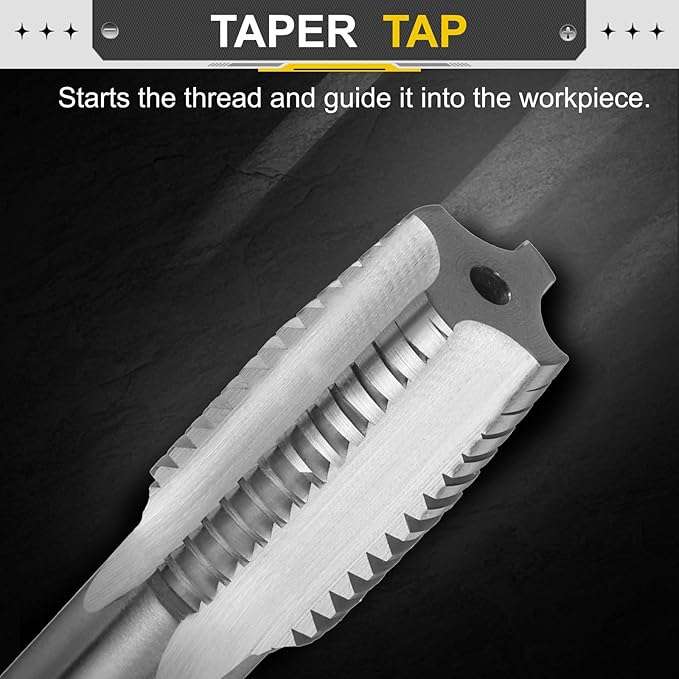 uxcell Hand Taper Tap 7/8"-9 BSW Thread Taper Style Taps Straight Flute Screw Tapping Threading Tool High Speed Steel HSS6542
