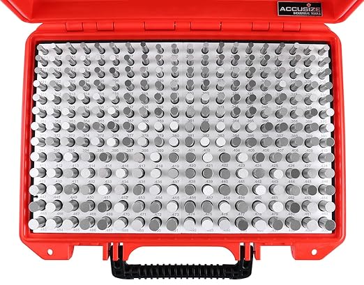 Accusize Industrial Tools 0.251''-0.500'', 250 Pc/Set Steel Plug Pin Gage Set, Minus, Class Zz, M2(-)