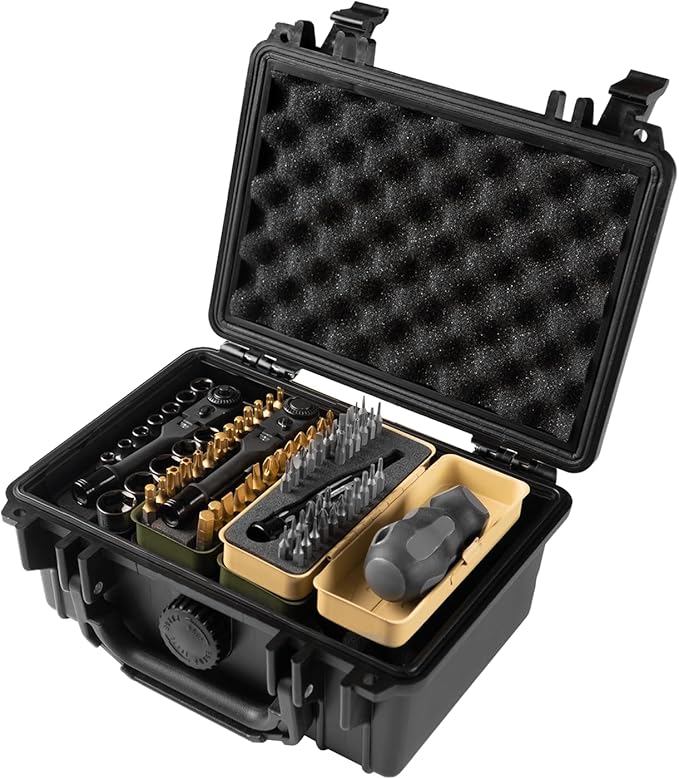 KESI Tool 77-Piece Torx bit Set Fully Armed Set with Waterproof Camera Hard Protective Case with 29-Piece 1/4" Multi Function Bits Set & 13-Piece 1/4" Spline Set & 35-Piece Precision Bits Set (Black)