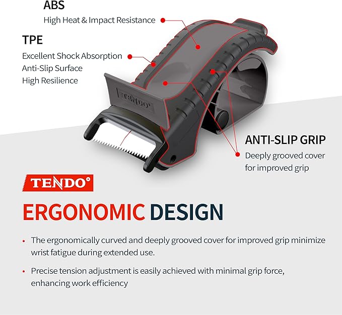 Heavy Duty Shipping Tape Dispenser: TENDO째 Premium Line ??Reusable, Replaceable, Eco-Friendly 2?쇺?Master Piece Dispenser for Pros with Patented 10째 Sloped Chromium Blades - P-2200 (4th Gen.)_Gray