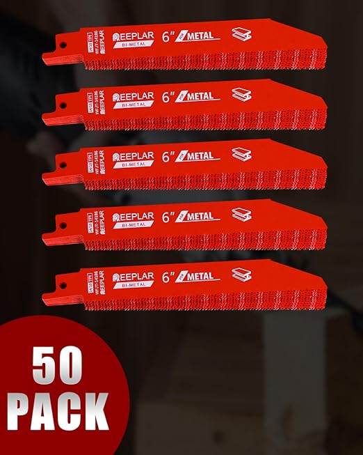 50 Pack 6 inch 14/18 TPI Bi-Metal Auto Dismantling Sawzall Blade for Metal, 6??18-TPI Reciprocating Saw Blades