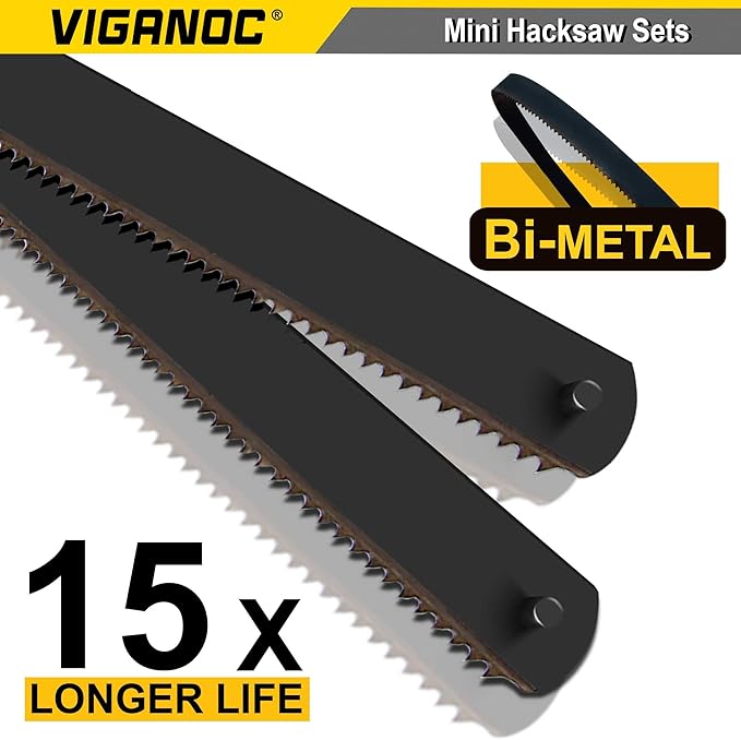 6-inch Mini Hacksaw and Miter Block Set - 150 mm Cutting Hand Saw with 5Pc Bi-metal Blades