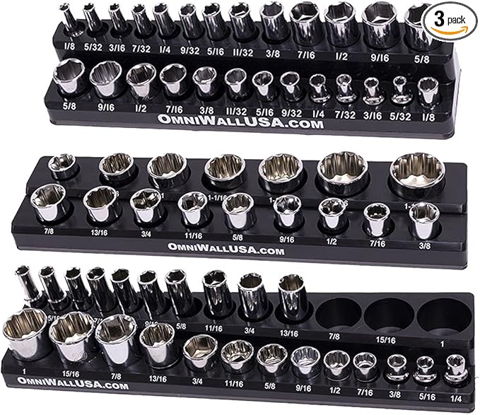 Magnetic SAE Standard Socket Holder Set Black