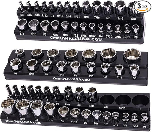 Magnetic SAE Standard Socket Holder Set Black