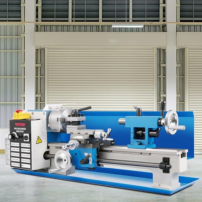 VEVOR Metal Lathe, Upgraded Digital Display 7"x14" Benchtop Metal Lathe 550W Variable Speed 2250RPM with 3-jaw Chuck CNC Mini Lathe Machine Precision Mini Lathe Tool Box for Metal Turning