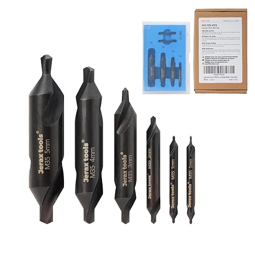 M35 HSS 60-Degree Angle Center Drill Bit Set, Countersink Tools for Lathe Metalworking for Stainless Steel, Alloy Steel, Cast Iron, Aluminum and Other Tough Metals (6 pcs)
