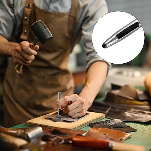 1.2MM Leather Hole Punch Tool [2PCS] - Metal Round Belt Hole Puncher Use for Leather Working & Belts & Watch Band & Paper & Plastic - [Silver Tone] Round Hollow Tools
