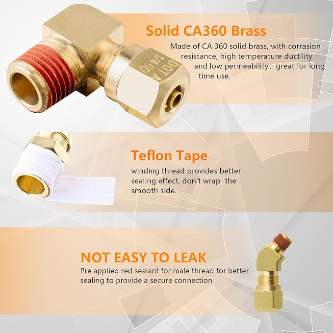 251Pcs DOT Air Line Fittings Push Lock Air Fittings & Brass Air Nylon Tube Compression Fittings Kits,1/4" 1/8" 3/8" 1/2" NPT Push To Connect Fittings Quick Connect Air Hose Fittings Assortment