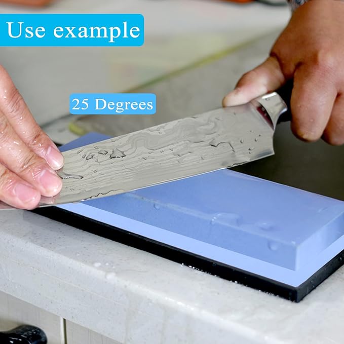 Whetstone Sharpening Stone Kit Dual Sided 400/1000 Grit Professional Grindstone Knife Sharpener Stone Wet Stones for Sharping Knives Kit with Non-slip Rubber Base