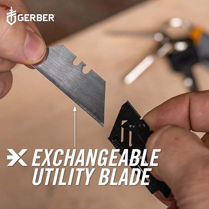 Gerber Gear EAB Utility Knife, Clips to Pocket or Keychain with Replaceable Razor Blade for Everyday Carry, EDC Gear with Box Cutter Retractable, Slim Silver
