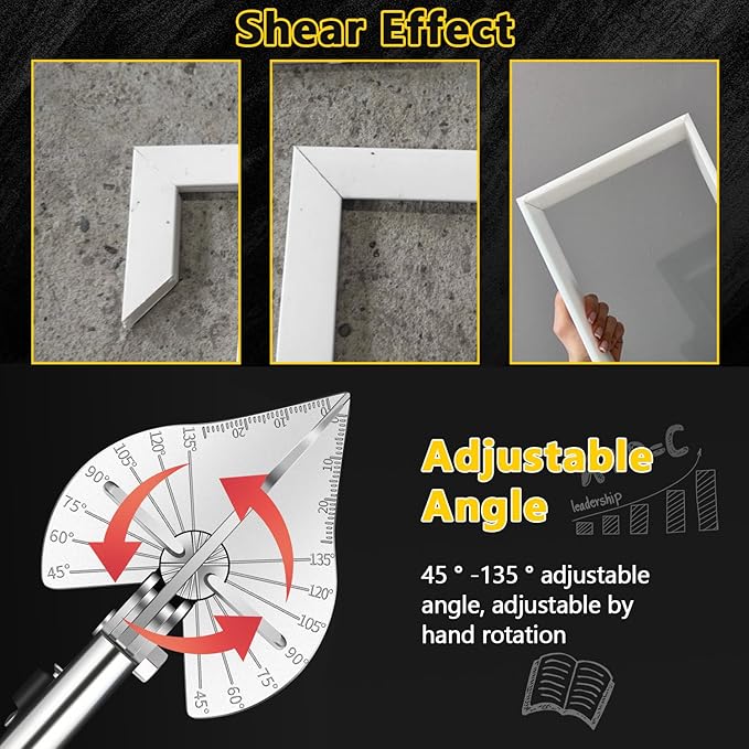 2 Pcs Miter Shears, Quarter Round Cutting Tool Adjustable at 22.5째 to 135째, Miter Shears for Angular Cutting Molding with 4 Replacement Blades, Trim Miter Cutter For Cutting Wood and Plastic (2)