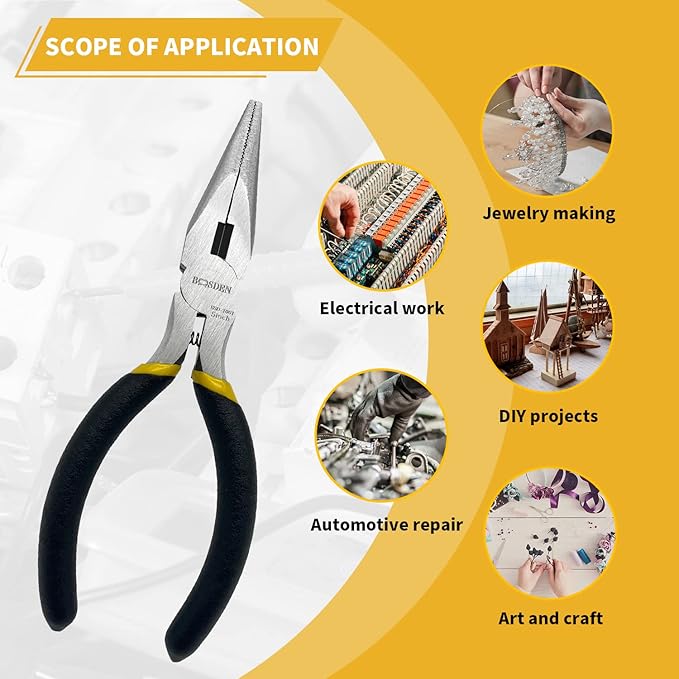 BOOSDEN 5" Small Needle Nose Pliers, Mini Needle Nose Pliers, Micro Needle Nose Pliers-5 Pack