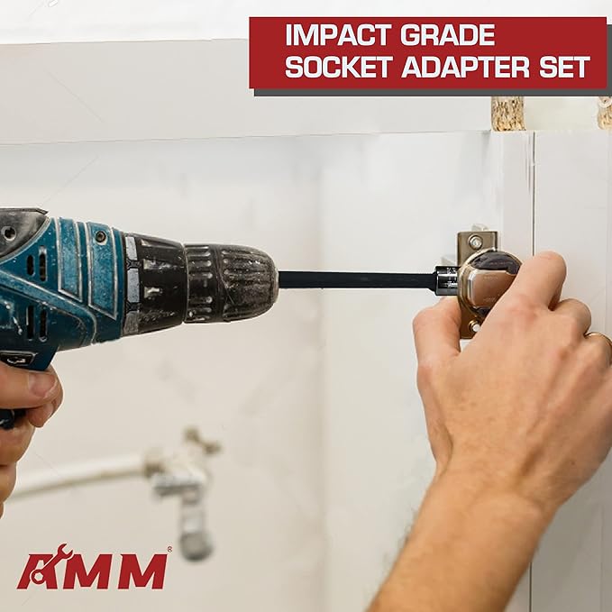 AMM 9-Piece Impact Grade Socket Adapter Set竊?/4", 3/8", and 1/2" Drive | 3", 6", and 10" Socket Driver Adaptor竊똀dapt Your Power Drill To High Torque Impact Wrench