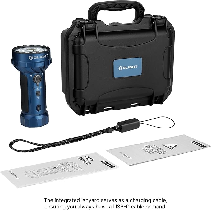 OLIGHT Marauder Mini 2 Bright Flashlight 10,000 Lumen with 750 Meters Beam Distance, Rechargeable Light with Dual Charging & 5 Lighting Modes for Outdoor, Camping, Emergencies (Midnight Blue)