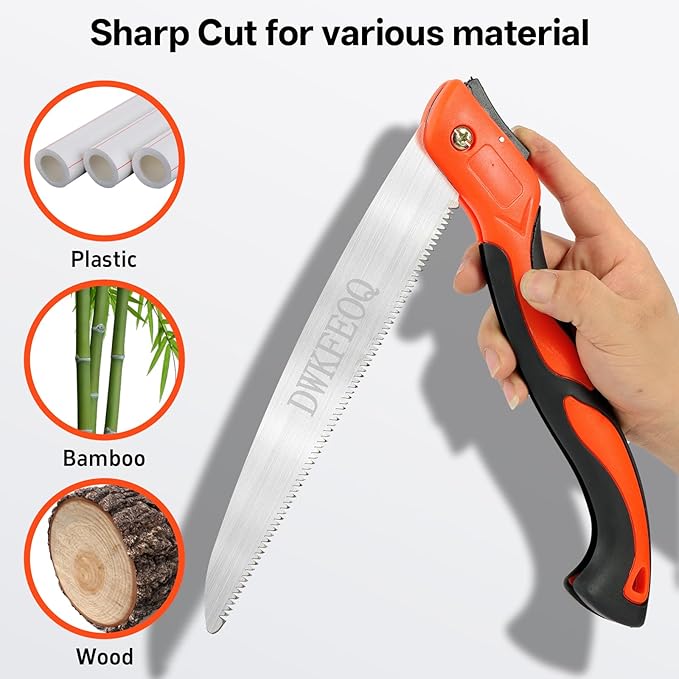 3PCS DWKFEOQ Folding Saw and Stainless Steel Cable Saws Set, 11.8 Inch Long Blade Hand Saws for Wood Camping, Dry Wood Pruning Saw With Hard Teeth, Quality SK-5 Steel