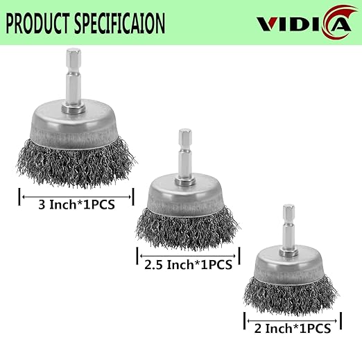 Wire Brush Set 20 Pcs, 1/4 Inch Hex Shank Wheel for Drill, Carbon Steel Brush Set for Cleaning Rust