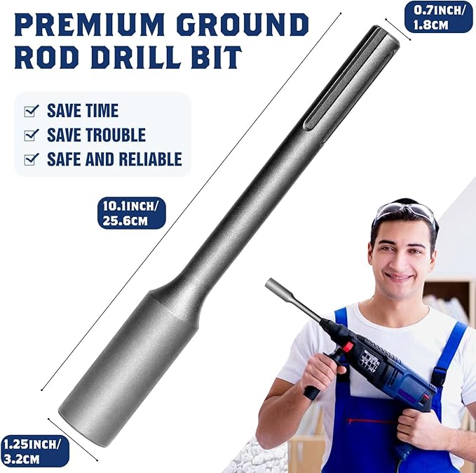 Pisman SDS Max Ground Rod Driver, Hammer Drill Ground Rod Driver for 5/8" & 3/4" Grounding Rods - SDS-Max Rotary Hammer Drill Tool Jackhammer Attachment, SDS Ground Driving Bits