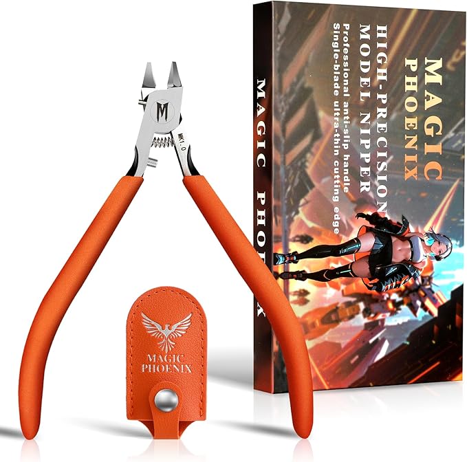 Ultimate Model Nippers, Ultra-thin Single Blade Flush Cutter for Gundam & Resin & Plastic Models, Cr-V Steel with Non-Stick Coating, Ergonomic Non-slip Grip (Professional Grade)