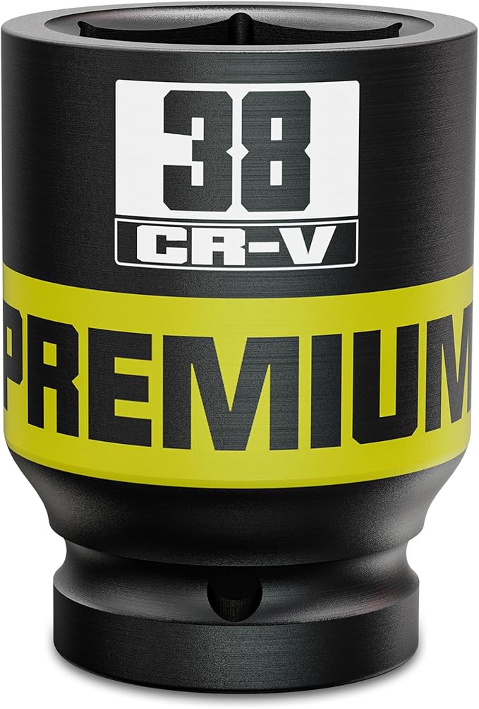 1" Drive 6 Point Impact Socket, 38mm Deep Socket, Metric, CR-V, Automotive Maintenance Machinery Manufacturing