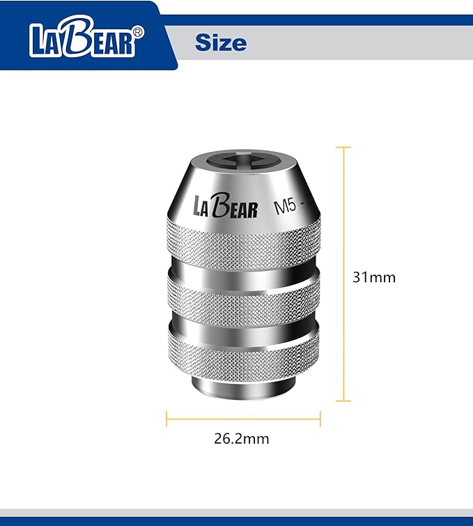 LABEAR 1/4"DR x M5?밠12 Interchangeable Adjustable Tap Chuck Adaptor ??Heavy-Duty Tap Socket for Hand Tapping