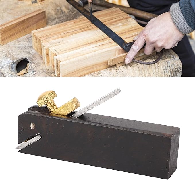 Wood Plane, 2.95x0.55in Small Hand Plane, Ebony Small Trimming Planer, Flat Bottom Hand Planing Tool for Carpenter Trimming, Chamfering, Planing, DIY Wood Cutting