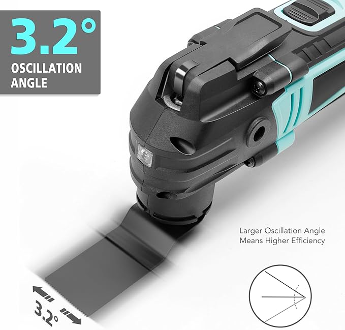 3.2째 Oscillating Multi-Tool Kit with Quick-Change & 6-Speed | 2.5A Motor for Smooth Cutting, Sanding, Scraping | Low Vibration & 17pc All-in-One Kit