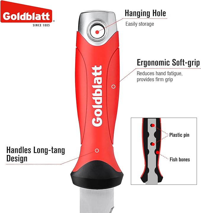 Goldblatt Insulation Knife, 8 Inch Stainless Steel Blade - Serrated Sharp Double Side Insulation Cutter Tool for Cutting Heat Material, Styrofoam - Rockwool Sod Cutter Lawn Repair Garden Knife