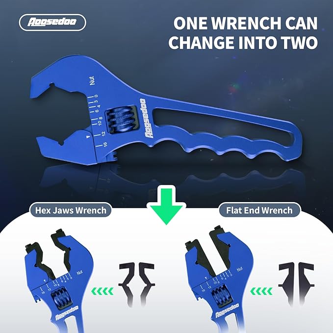 AOOSEDOO AN Fitting Wrench, AN Fitting Tool, AN Hose Fitting Wrench For 3AN-16AN Fittings Lightweight Aluminum Blue. (With Anti-scratching Jackets)