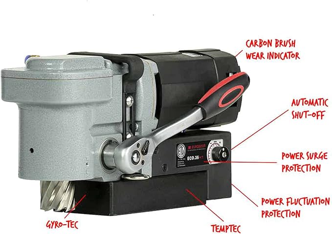 Magnetic Drill Press - 9.5A Portable Drilling Machine with 1 9/16" Annular Cut Capacity & Tapping Function - ECO.36+/T
