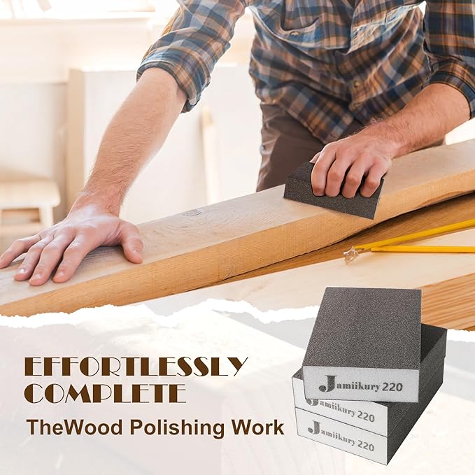 8pcs Sanding Blocks Assortment Kit, Sponge Sand Block Washable and Reusable, Wet & Dry Sandpaper Block for Wood Metal Drywall and Furniture Paint - 120/220 Grit
