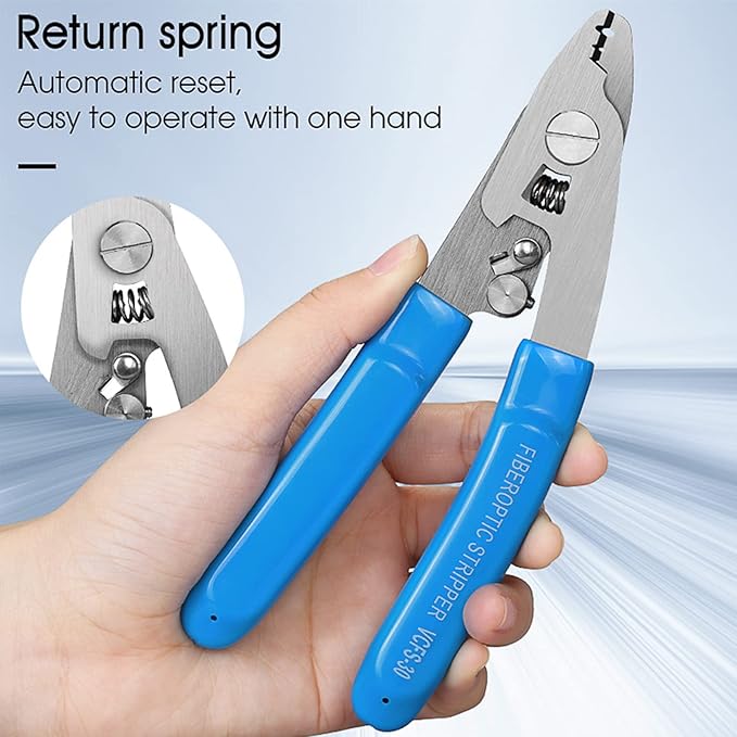 FYBOPTWU - 1 pc 3 Hole Fiber Stripper Stainless Steel CFS-3 Fiber Optic Stripper 3 Port Hole Fiber Optic Stripping Tool with 6" handle, Blue