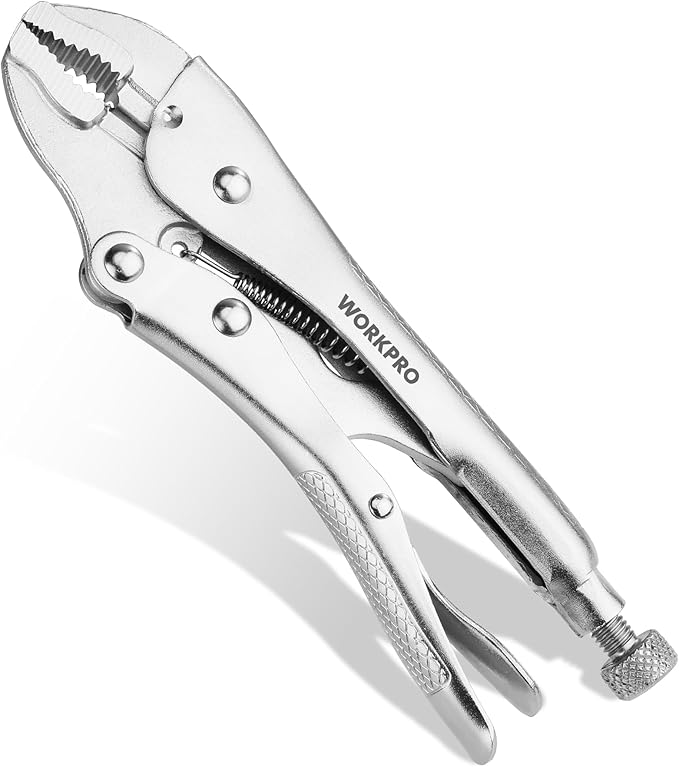 WORKPRO Locking Pliers, 4-inch Mini Curved Jaw Vice Grips pliers, Chromium-Vanadium Steel Locking Pliers with Wire Cutter, Locking Adjustable Vise Grips for Clamping Twisting Welding