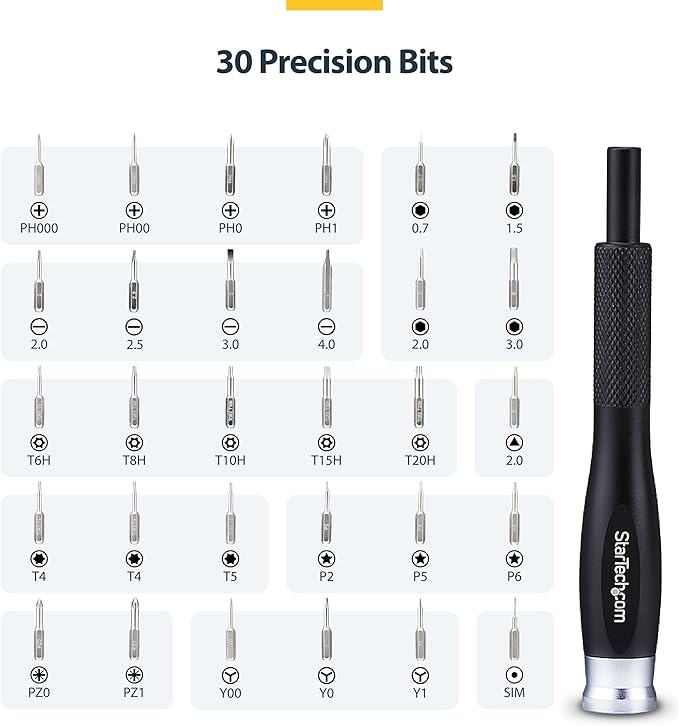 StarTech 40-Piece Computer Repair Toolkit for Laptop, PC, Electronics, 30-Bit Screwdriver Set, Magnetic Tray, Pry Tools