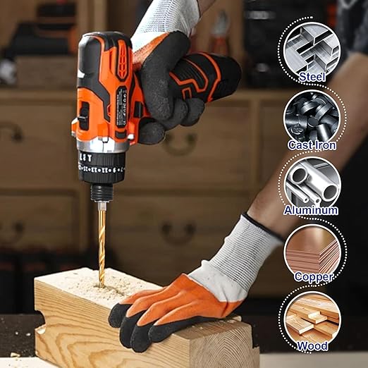 Handree 15 Pcs Hex Shank Drill Bit Set, HSS Impact Driver Bit Set for Metal, Quick Change Design, Titanium Twist Drill Bits for Steel, Aluminum, Copper, Plastic, Sizes from 1/16" to 3/8"