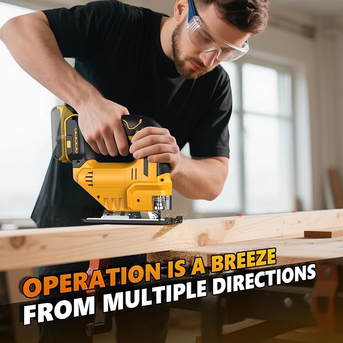 Cordless Jig Saw for Dewalt 20v Max Battery, Brushless Orbital Jigsaw, 0°- 45° Bevel Cuts, 3 Orbital Settings with LED Light for Straight Curve Circle Cutting (No Battery)