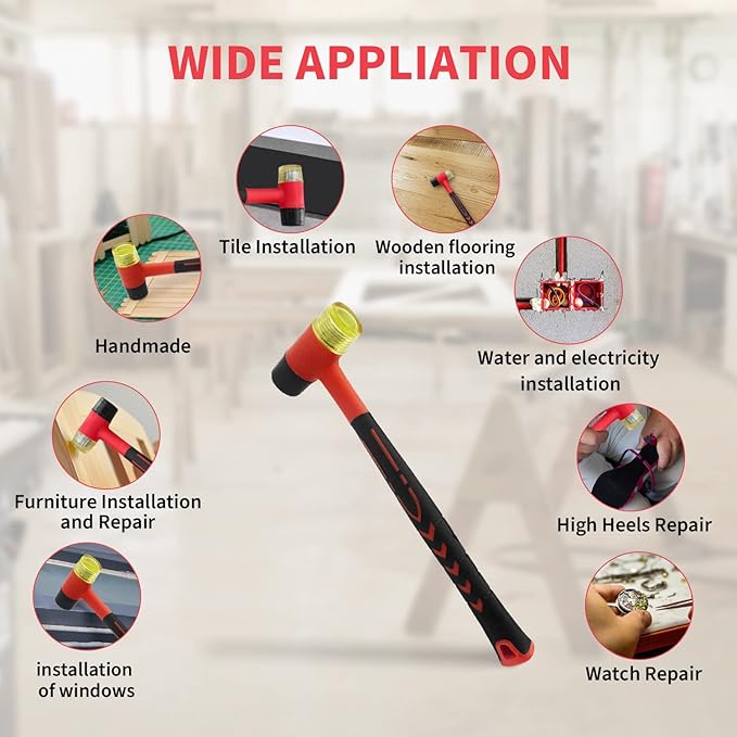 Rubber Mallet, Rubber Mallets Hammer, Double-Face Hammers, Small Rubbers Mallet, Rubberes Hammer for Vinyl Flooring, Tile, Crafts, Jewelry Making