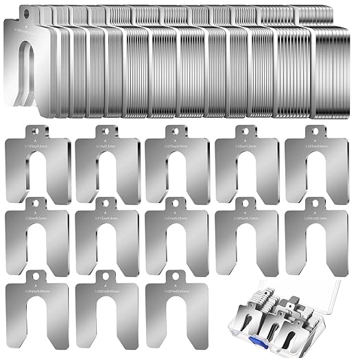Shimeyao 260 Pcs Size A 2" x 2" Stainless Steel Slotted Shims Kit Metal Shims Stock for Leveling Assortment with Storage Box for Machinist Motor Door Shop Kit Replacement Pack