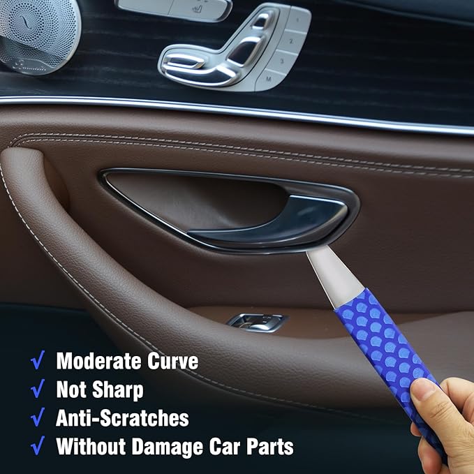 4140 Steel Pry Tool, Auto Trim Removal Tool Pry Bar for Vehicle Door Panel, Audio Radio Panel, Dashboard Repair Upholstery Tool, Pack of 1 Blue