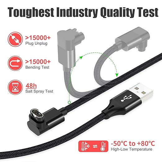 AGVEE 3.3ft Charger for Garmin Watch, L-Shape Charging Cable for Fenix, Forerunner, Vivoactive, Instinct, Venu, Tactix, Approach, D2, Quatix Series, Right Angle Braided, Black