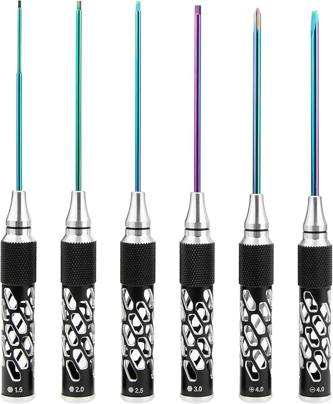 MEUS RACING RC Hex Screwdriver Phillips Screwdriver Slotted Screwdriver Tool Set for 1/6 1/8 1/10 SCX6 SCX10 TRX4 RC Crawler Car (Type D)
